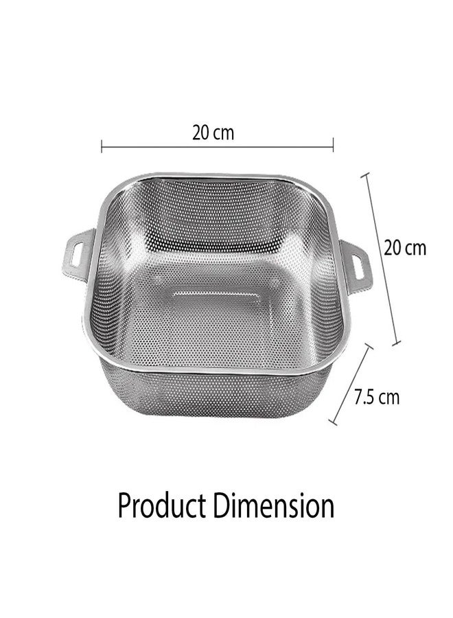 Fennec Mart 20cm Premium Stainless Steel Colander Handle Strainer for Washing Grains, Fruits, Veggies, and Pasta in The Kitchen - Image 3